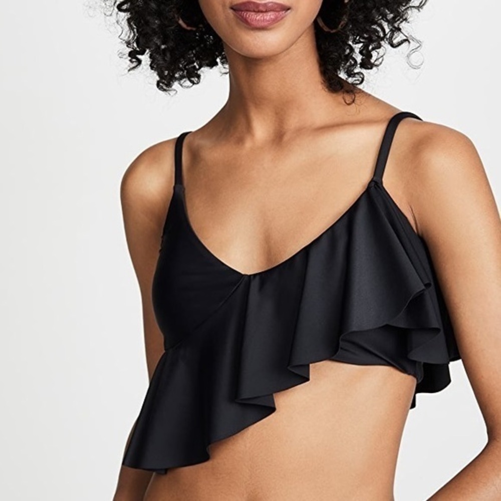 NWT PilyQ Midnight Carmen Ruffle Bikini Top